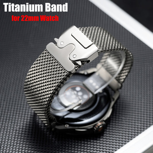Pure Titanium Band Compatible with Galaxy Watch 3 45mm/Galaxy Watch 46mm, Men 22mm Milanese Loop Quick Fit Business Watch Strap for Gear S3 Frontier/Classic