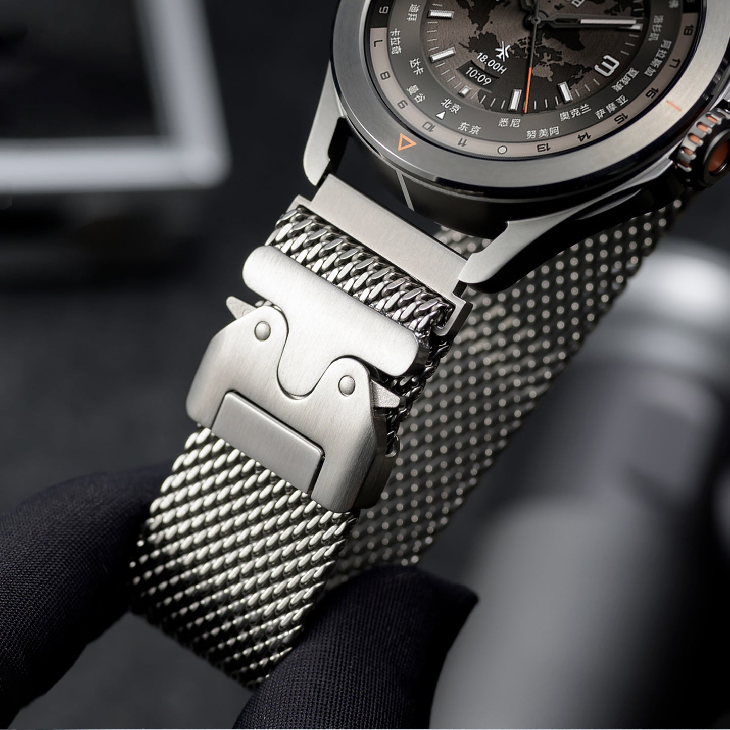 Pure Titanium Band Compatible with Galaxy Watch 3 45mm/Galaxy Watch 46mm, Men 22mm Milanese Loop Quick Fit Business Watch Strap for Gear S3 Frontier/Classic