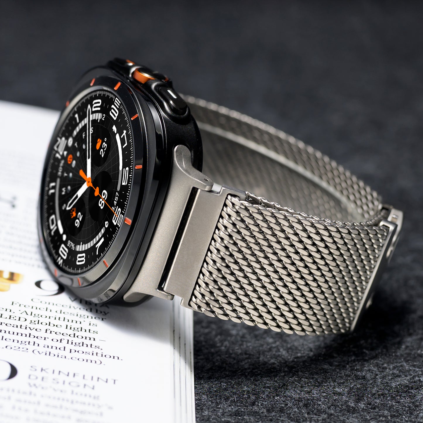 100% pure Titanium Milanese Loop Band for Samsung Galaxy Watch Ultra 47mm  Ultra 7 Strap Secure Parachute Buckle