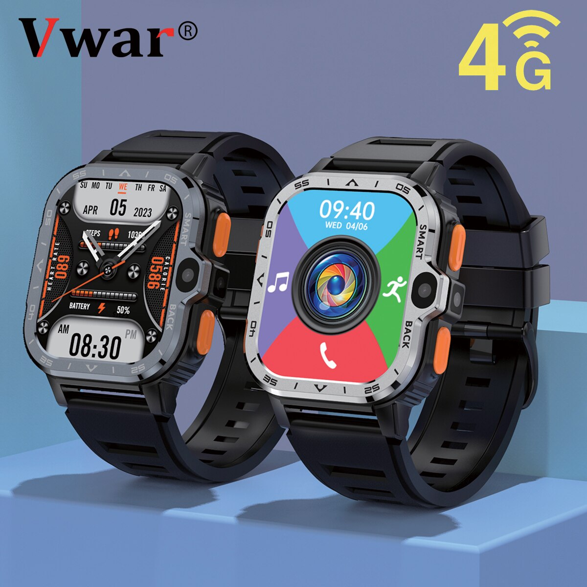 4G Android Smart Watch Men with SIM Card Wifi Dual Camera Google