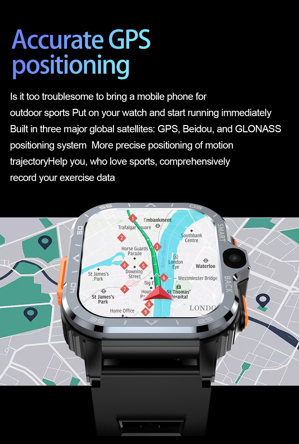 Reloj inteligente Android 4G para hombres con tarjeta SIM Wifi cámara Dual Google Play GPS reloj inteligente 2,03 pulgadas 800mAh relojes NFC de ritmo cardíaco