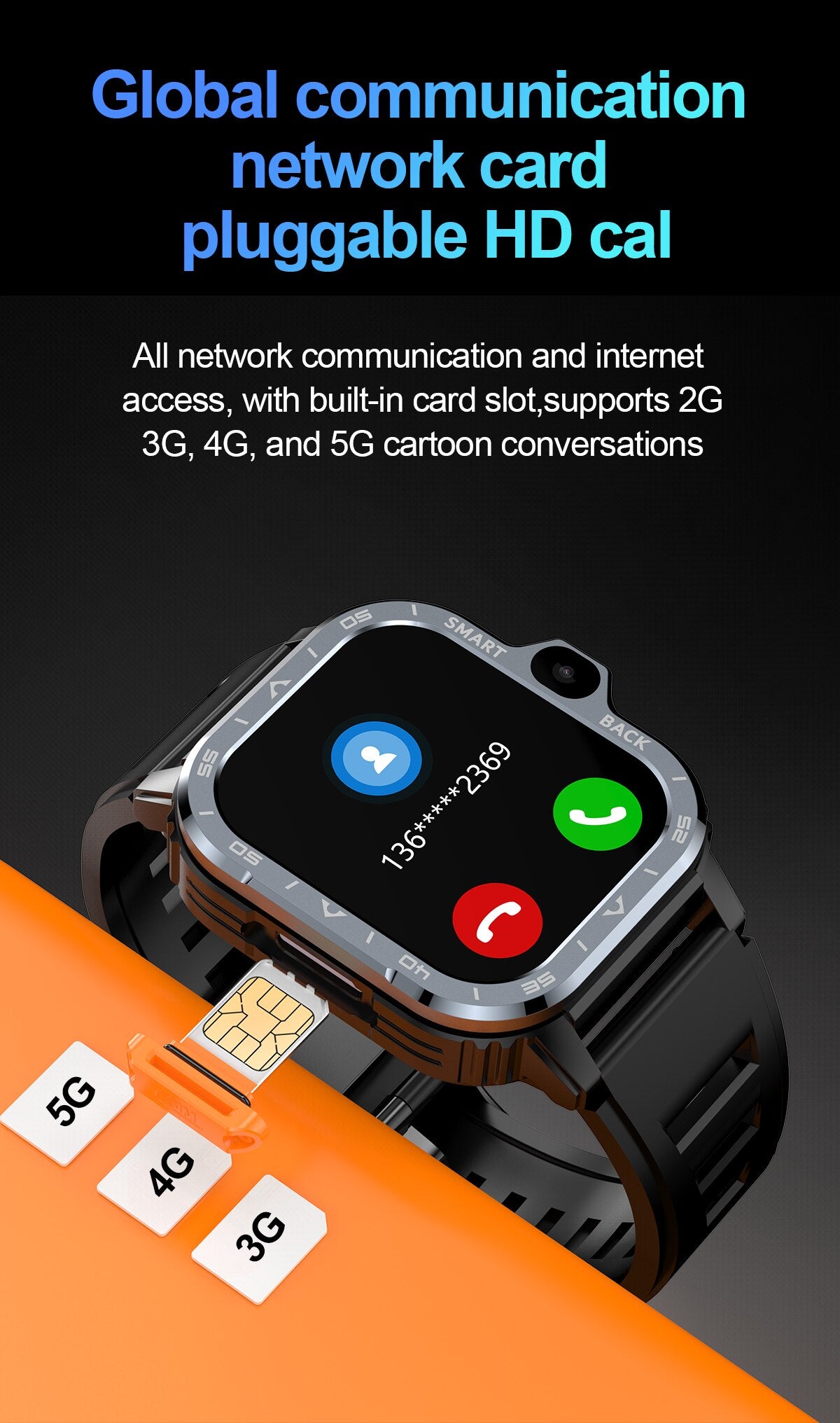 Reloj inteligente Android 4G para hombres con tarjeta SIM Wifi cámara Dual Google Play GPS reloj inteligente 2,03 pulgadas 800mAh relojes NFC de ritmo cardíaco
