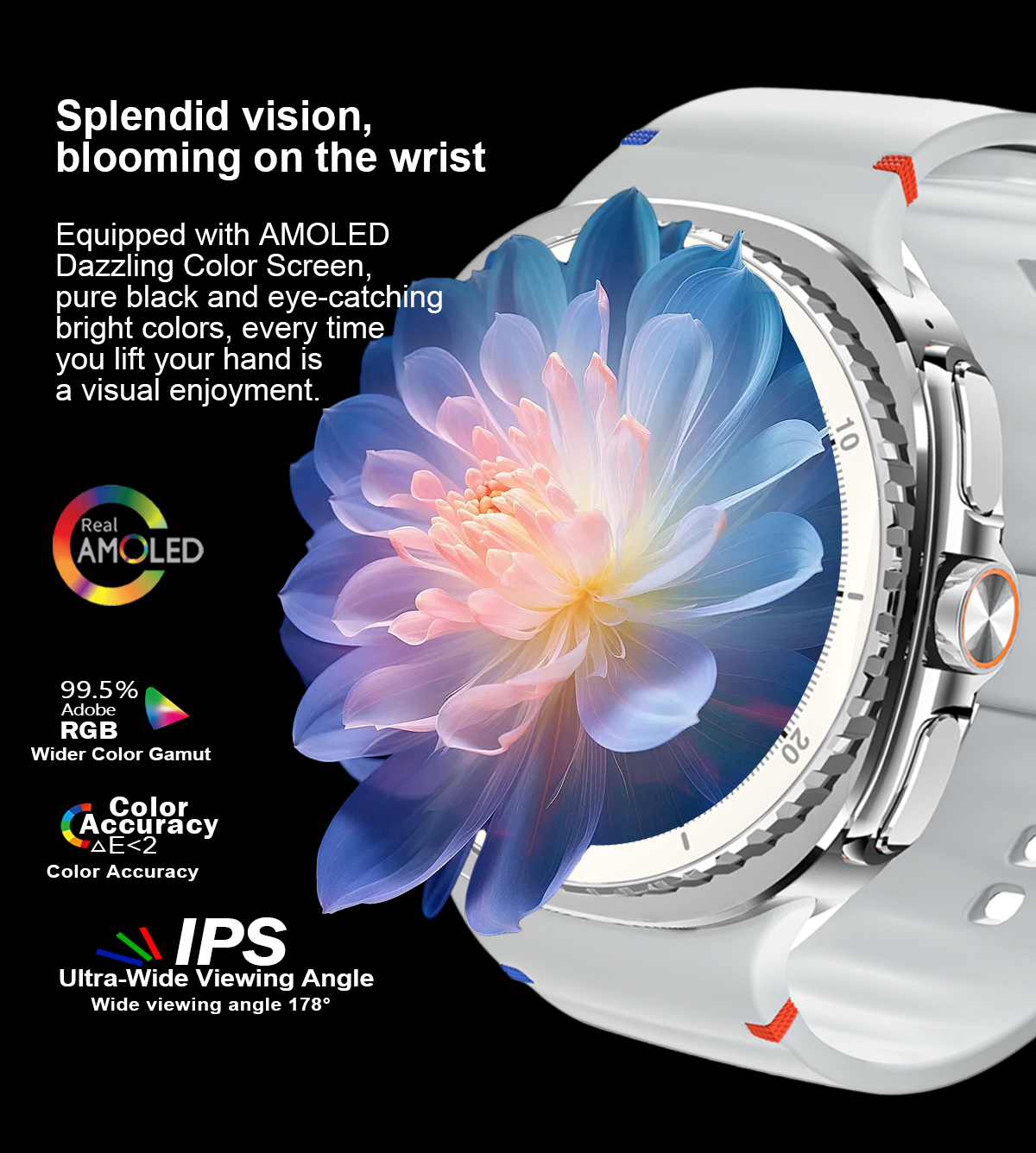 VWAR HC8 Classic Smart Watch 8 46mm 1.43inch AMOLED Screen for Samsung Galaxy IOS Phone