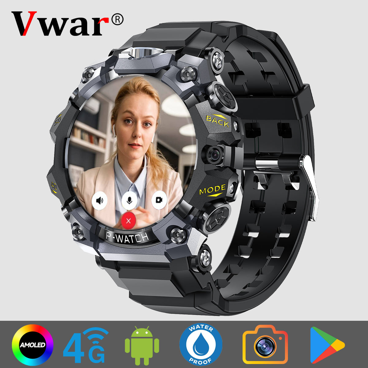 VWAR Watch Series-P Military Smart Watch 4G LTE Android System