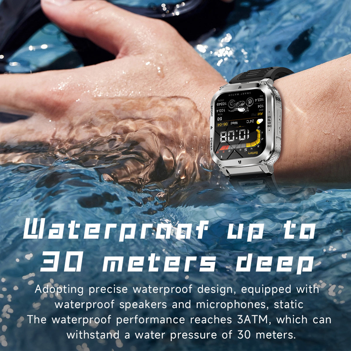 VWAR NX30 Tactical Smart Watch GPS 3ATM Waterproof Heart Rate Blood Oxygen Sleep Monitor