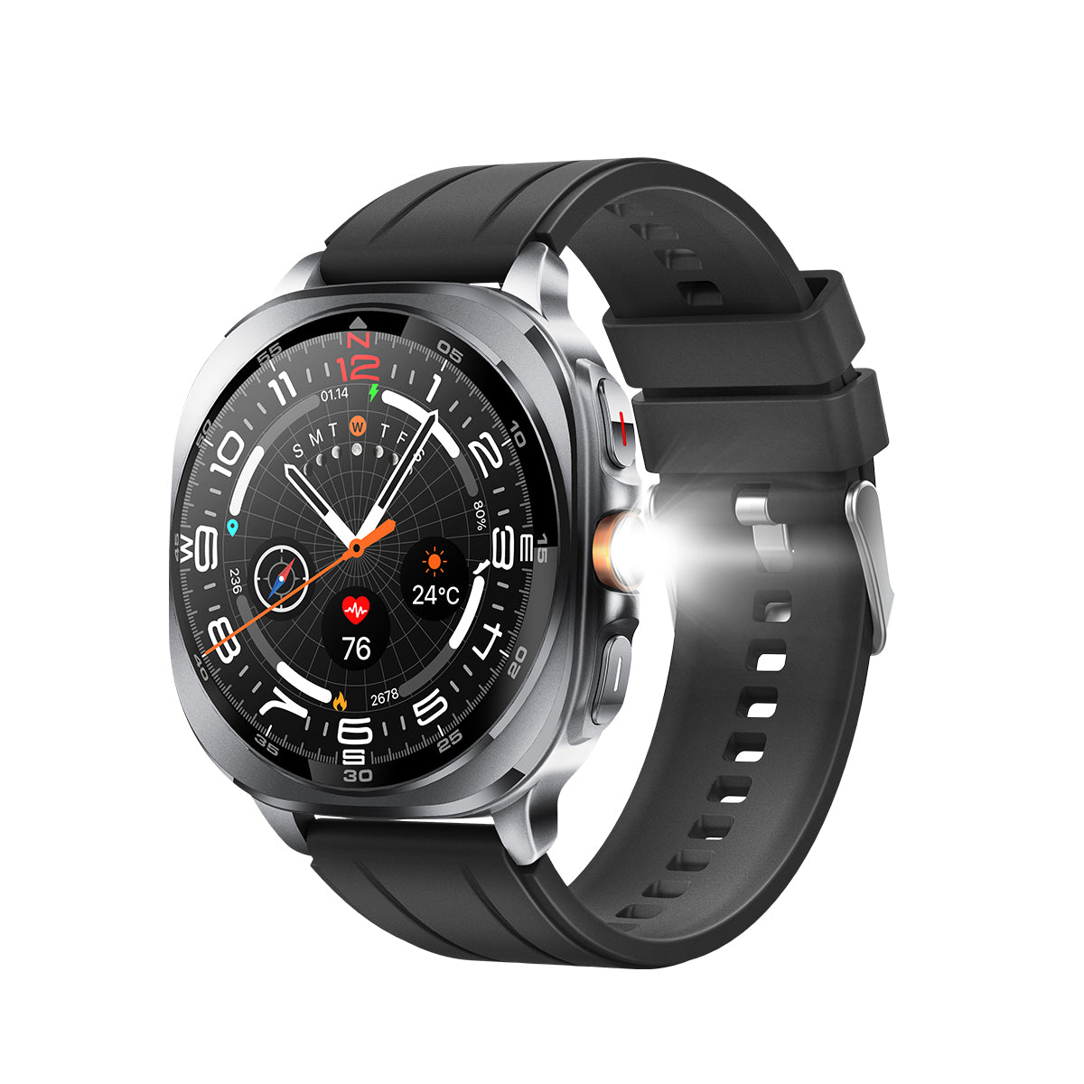 VWAR U8 Ultra Smart Watch Built-in GPS Flashlight 3ATM Waterproof for Samsung IOS