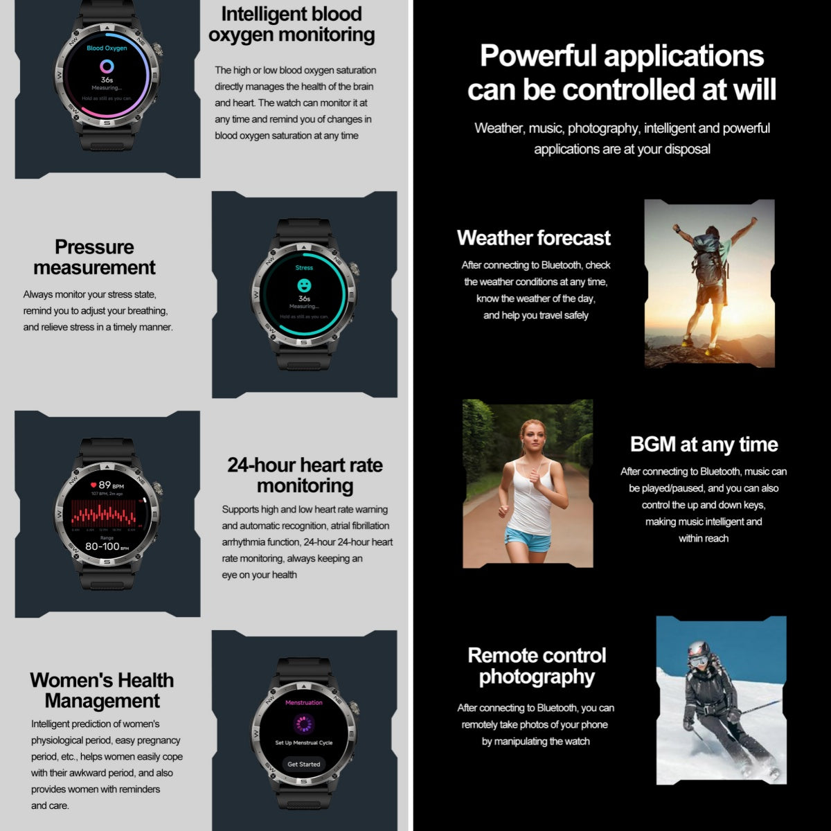 VWAR ACE Smart Watch for Men Built-in GPS Compass Altitude| AMOLED Always-on Display| Bluetooth Call