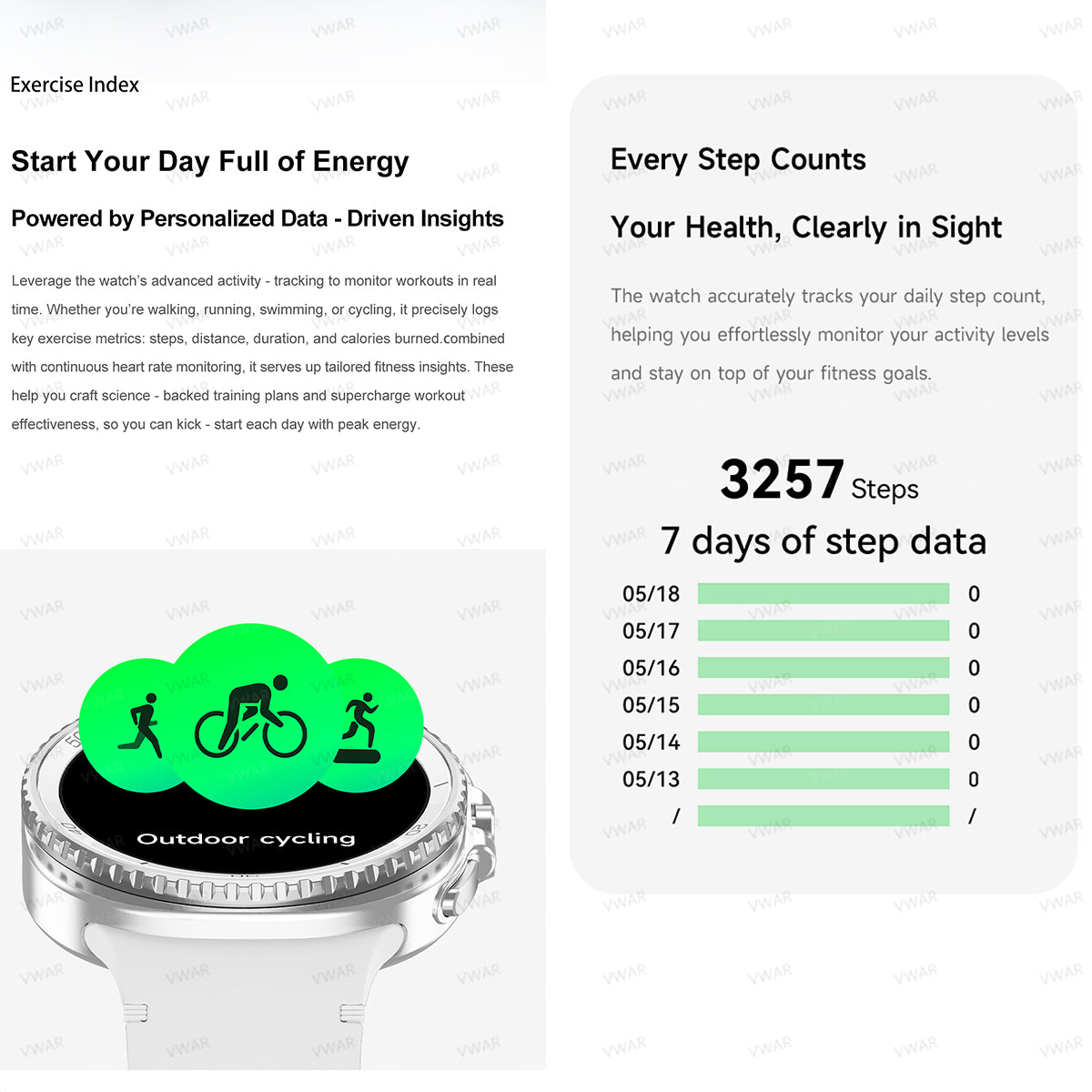 VWAR HD8C Smart Watch 8 Classic 46mm with Rotating Bezel, NFC, 3ATM Waterproof