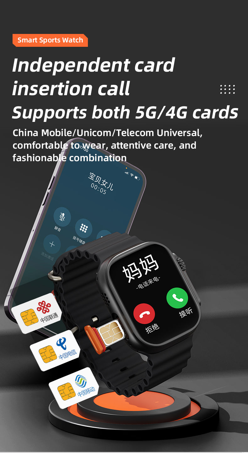VWAR S9 ULTRA 4G Android Smart Watch- AMOLED Screen, Retractable camera, 4G+64G/ 2G RAM 32G ROM