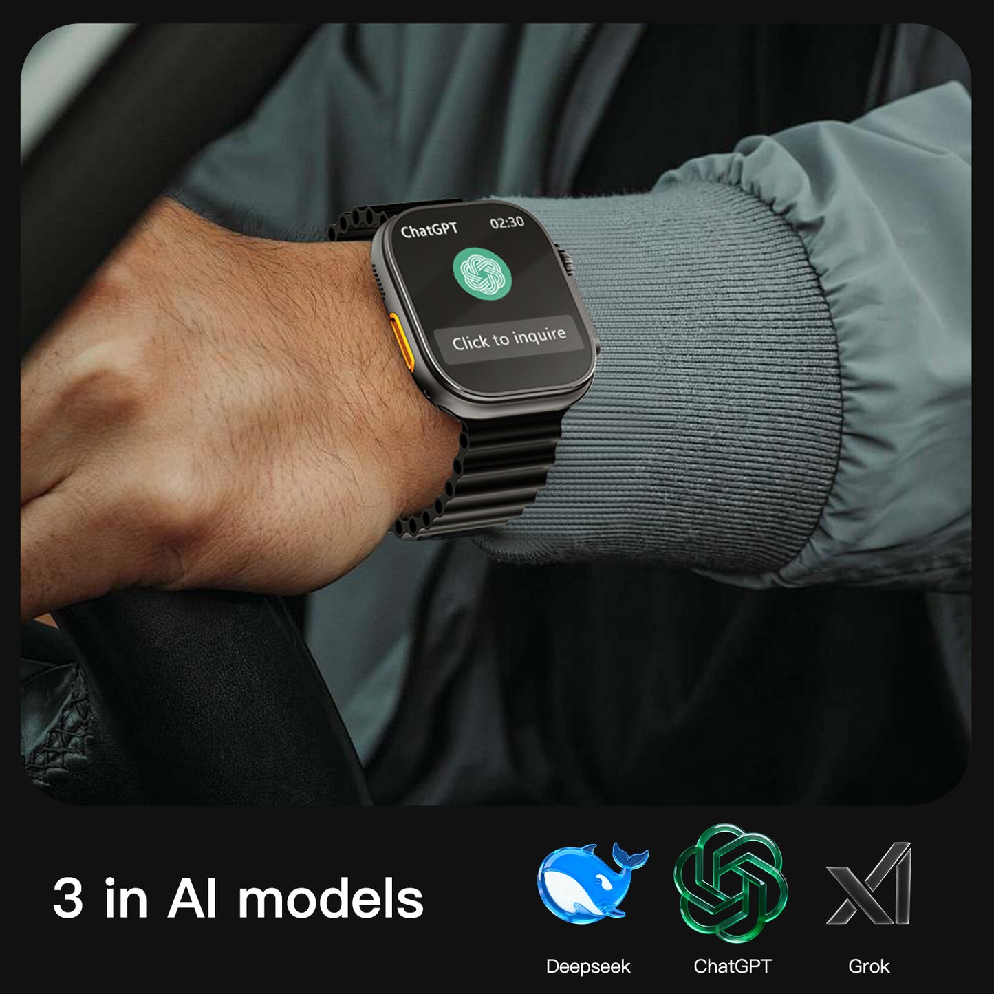 VWAR AI Ultra 5 49mm Smart Watch | WhatsApp Reply, Voice Assistant, ChatGPT, 3ATM Waterproof