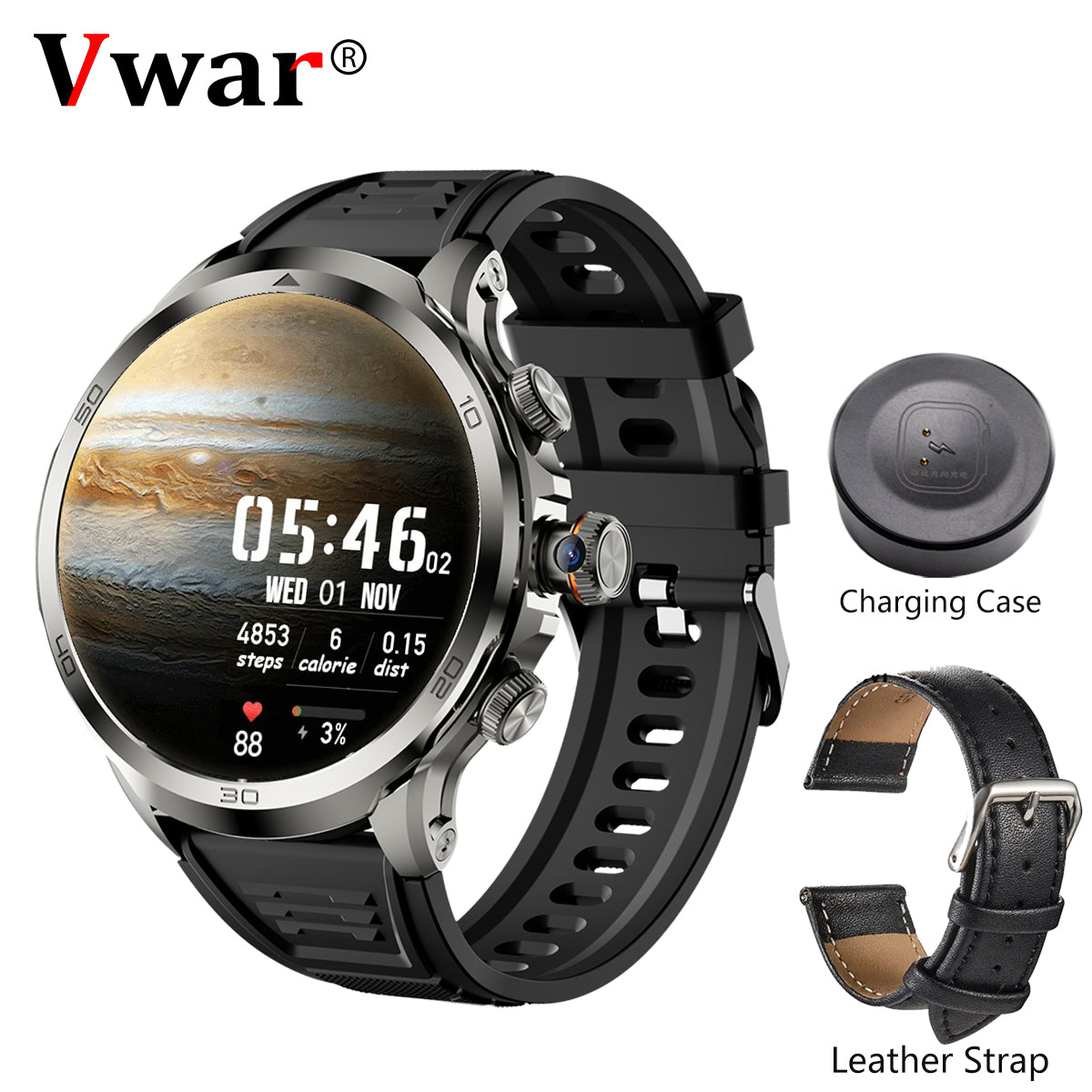 VWAR CORE4 Android Smart Watch- 1.85" AMOLED Screen| Rotating Camera| 1990mAh Battery| 4G LTE WIFI GPS