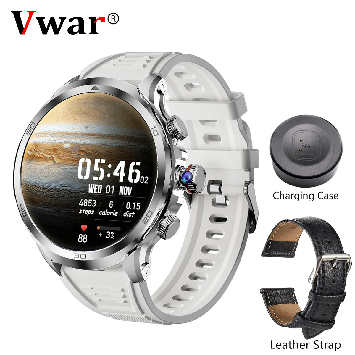 VWAR Core4 Android Smart Watch 1.85 AMOLED 4G GPS NFC HD Camera Black 3GB RAM 32gb ROM