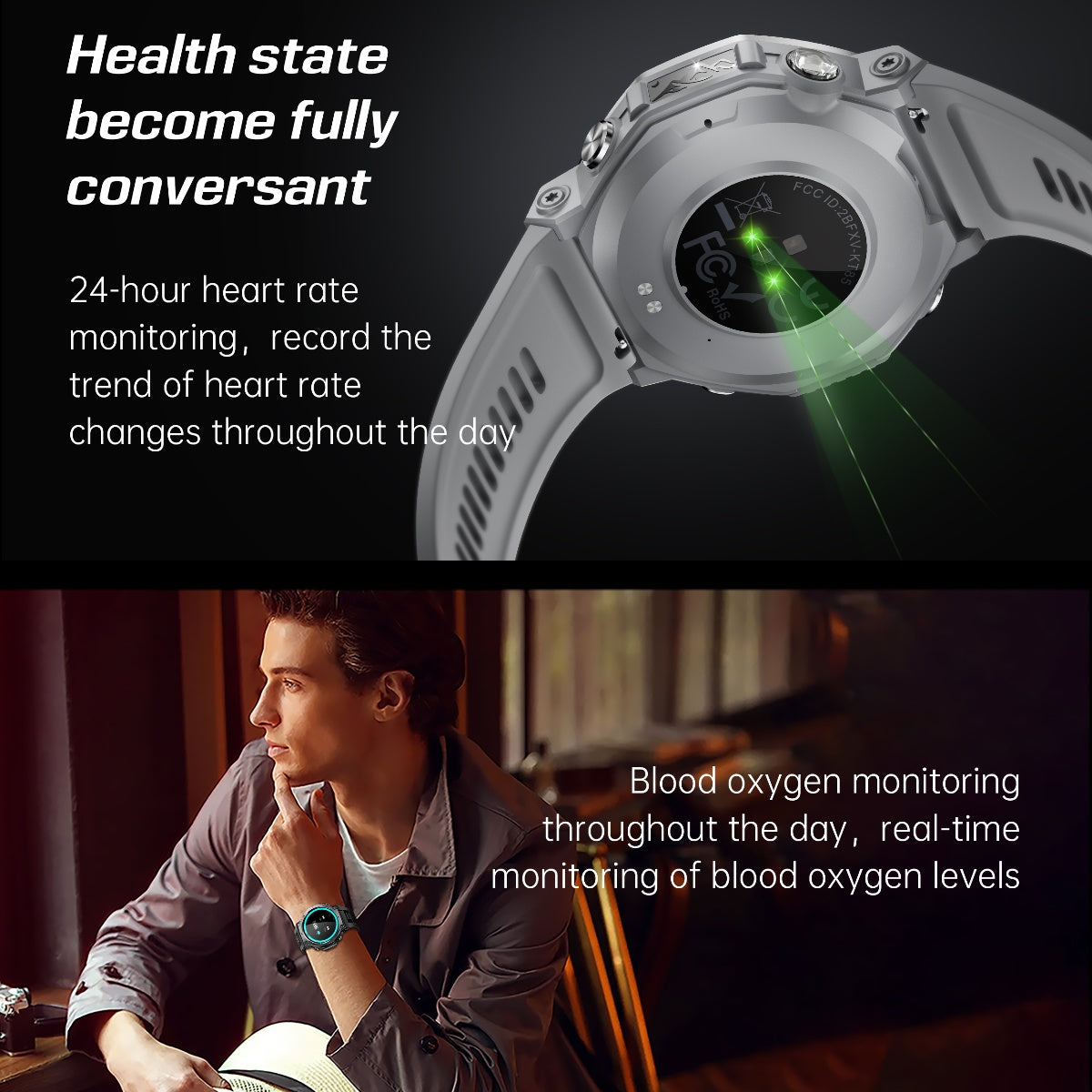 VWAR T-Rex Smart Watch with Flashlight & UV Light 5ATM Waterproof Bluetooth Call