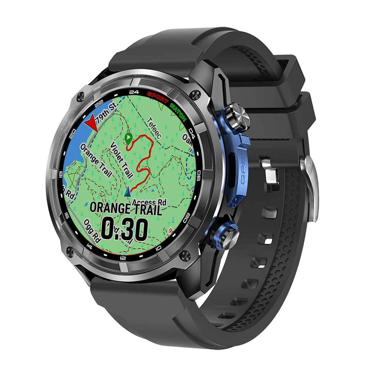 VWAR TANK T5 Tactical Smart Watch Built-in GPS Offline Map, 4GB Memory, 3 ATM Waterproof Men Military Watches