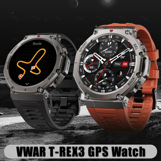 VWAR T-Rex 3 GPS Smart Watch 10 ATM Waterproof Built-in Dual-band GNSS Compass Military Sport Smartwatch 2025 New