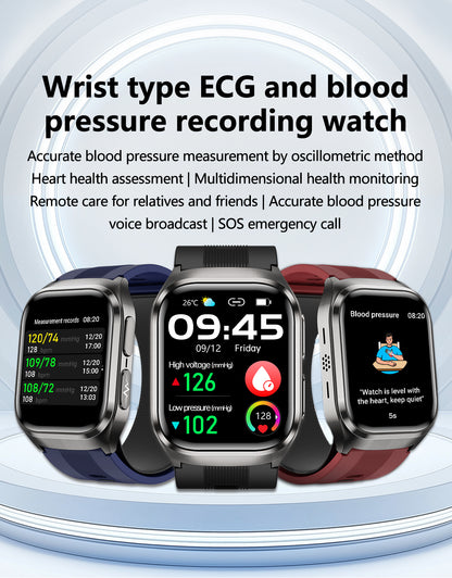 VWAR D2 Pro Medical Grade Smart Watch Air Pump Air Bag Blood Pressure Monitor ECG Non-invasive Blood Sugar Heart Rate Uric Acid Elder Watch for Huawei IOS Phone