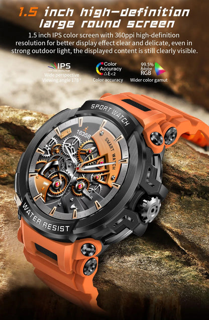 Durable Military Smart Watch Sports 600mAh Battery Bluetooth Call