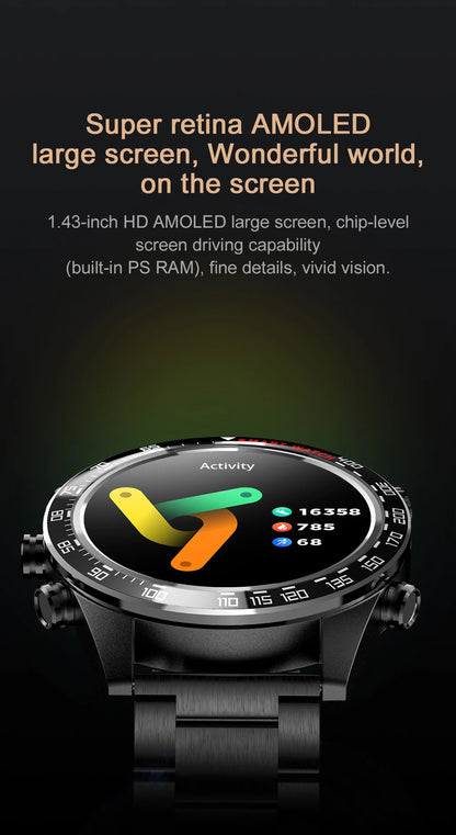 Vwar Air 3 Pro Business Smart Watch 5 Buttons AMOLED Always-on Screen IP68 Waterproof Bluetooth Call Music Spo2