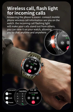 VWAR Smart Watch Dual Flashlight Compass Outdoor Sport Fitness Tracker SpO2 IP68 Waterproof