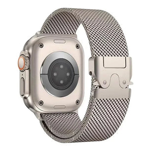 100% pure Titanium Milanese Loop Strap for Apple Watch Ultra 1 2 49mm 10 46mm Natural Titanium Band