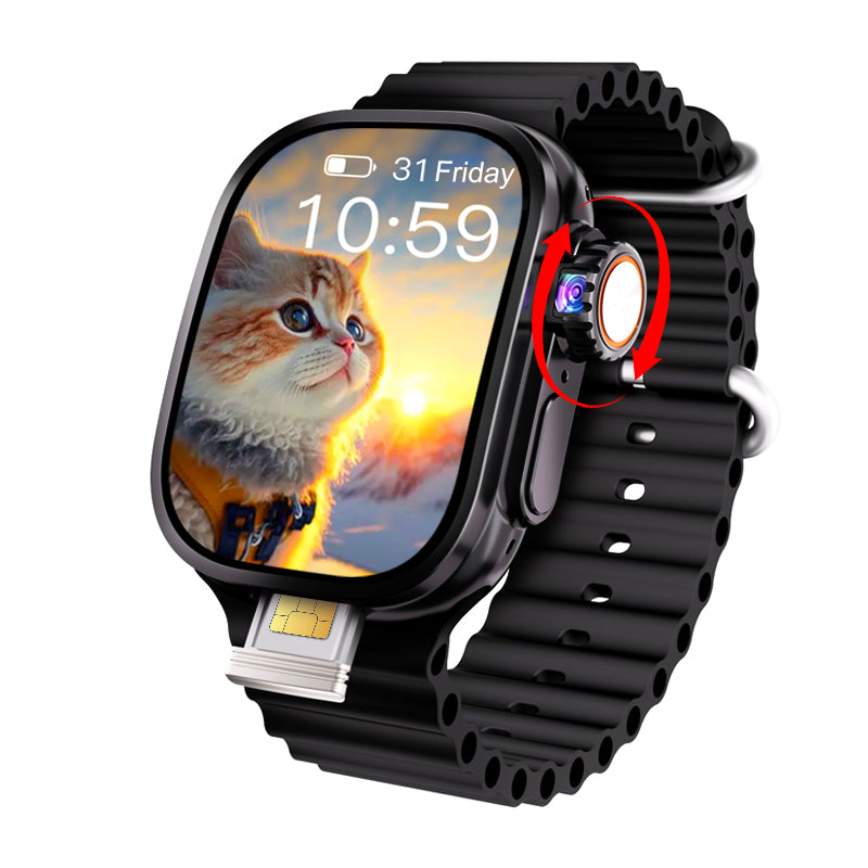 Vwar S9 Ultra 3 GEN2 Smart Watch 4G LTE  Android & Bluetooth Dual System AMOLED Curved Screen Rotating Camera