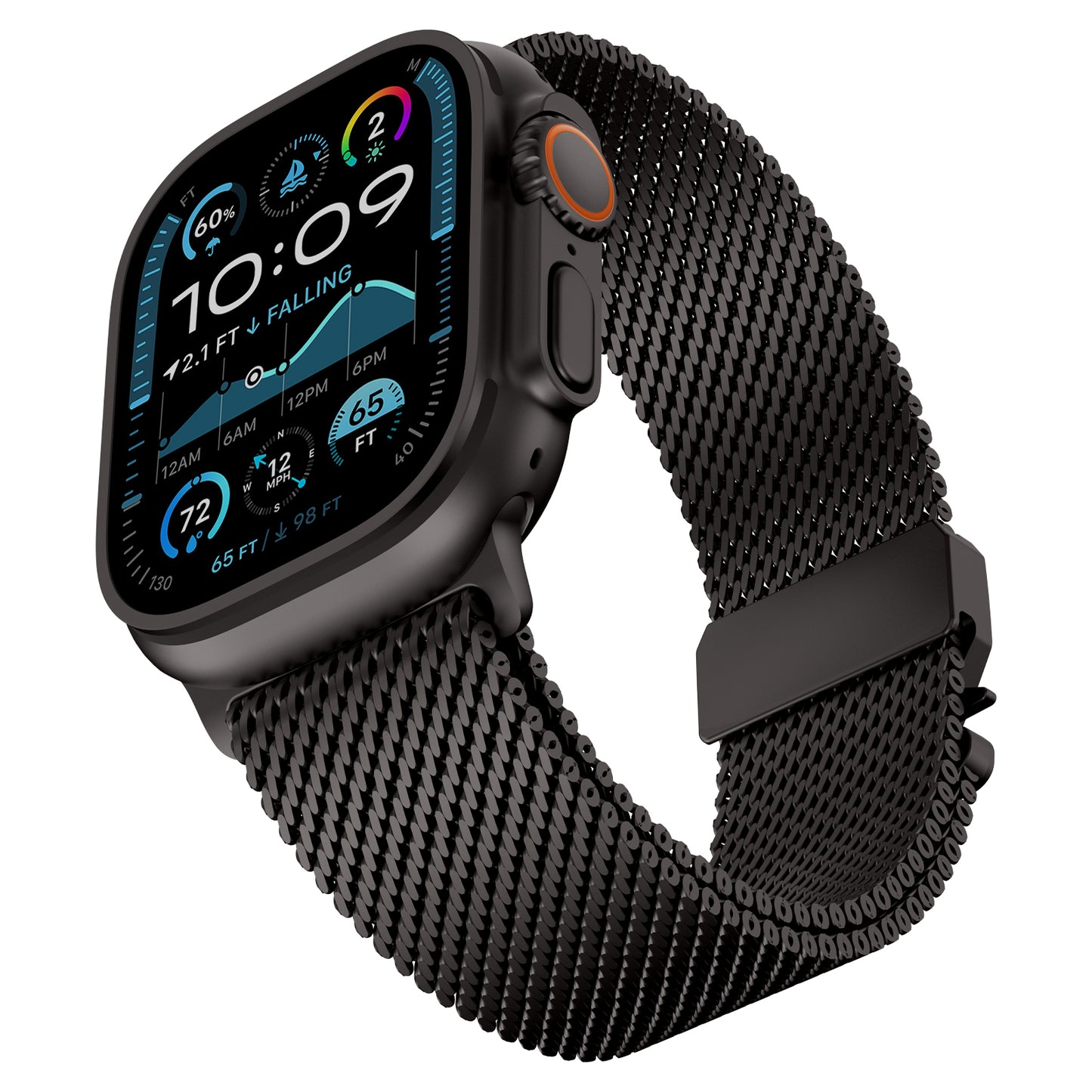 Stainless Steel Milanese Mesh Strap For Apple Watch Ultra 3 2 49mm Series 11 10 9 8 SE 46mm Parachute-style Buckle