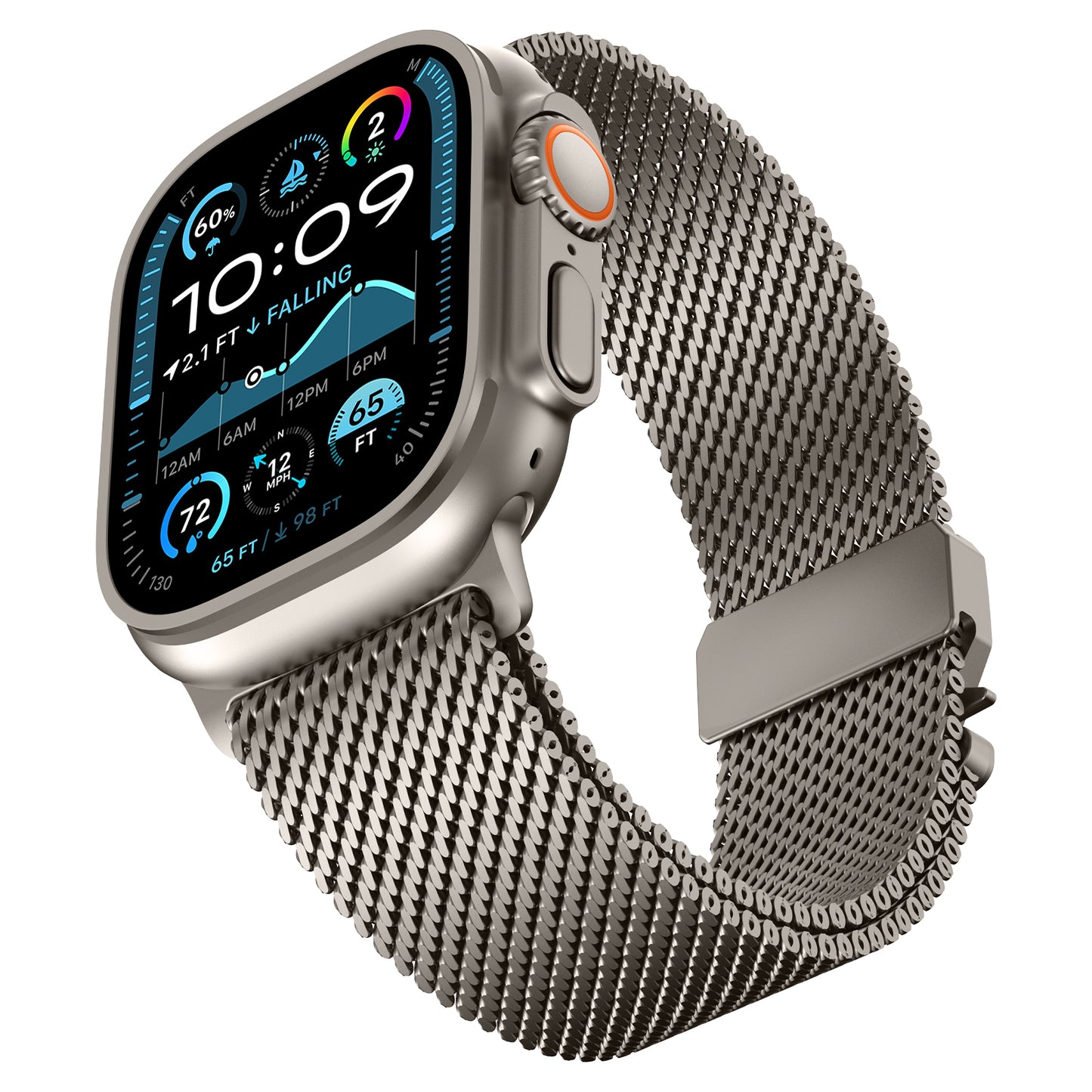Stainless Steel Milanese Mesh Strap For Apple Watch Ultra 3 2 49mm Series 11 10 9 8 SE 46mm Parachute-style Buckle