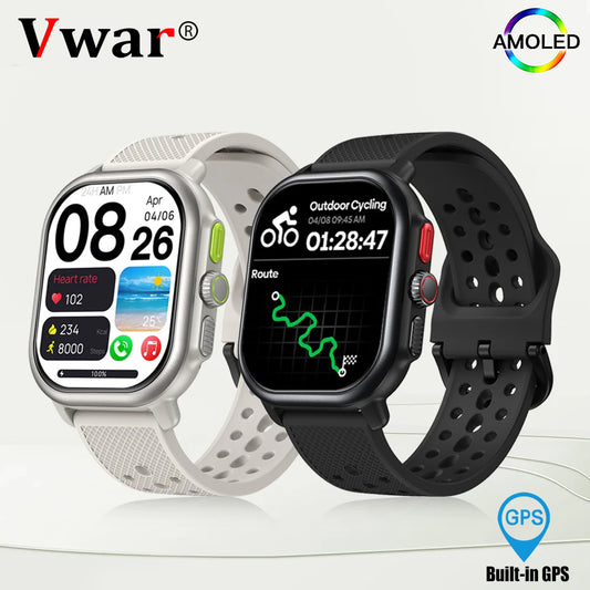 VWAR Cheetah Square GPS Smart Watch 2.06'' AMOLED Display Built-in GPS & Route Import Bluetooth Calls IP68