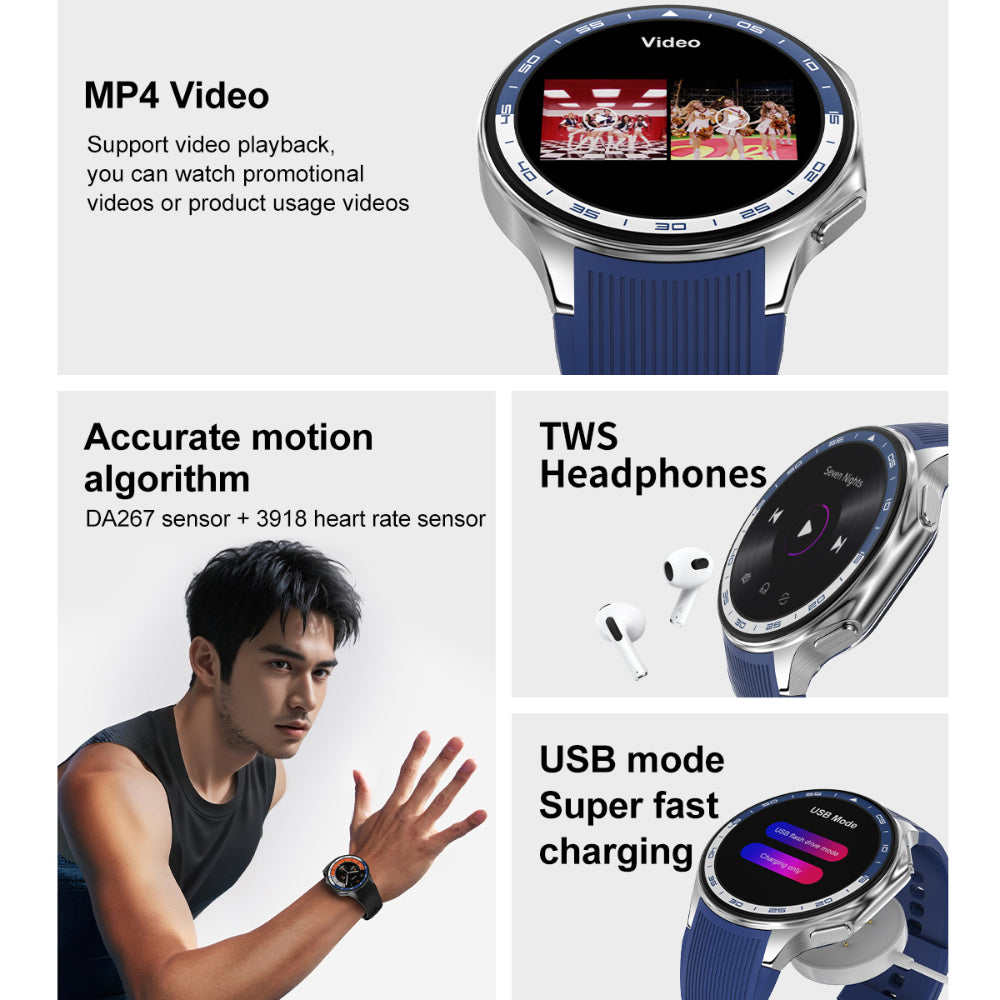 VWAR DT WATCH X Business Smart Watch Men 4GB ROM MP4 Video E-albums Bluetooth Call