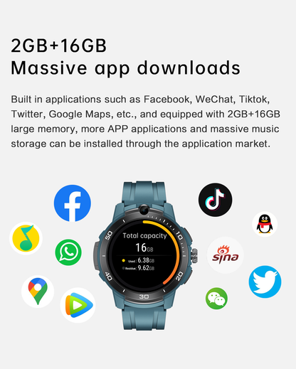 VWAR R8 Pro Smart Watch Android 9.1 & Bluetooth Dual Systems, Support SIM Card Camera GPS WIFI Google Play store