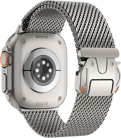 Stainless Steel Milanese Mesh Strap For Apple Watch Ultra 3 2 49mm Series 11 10 9 8 SE 46mm Parachute-style Buckle