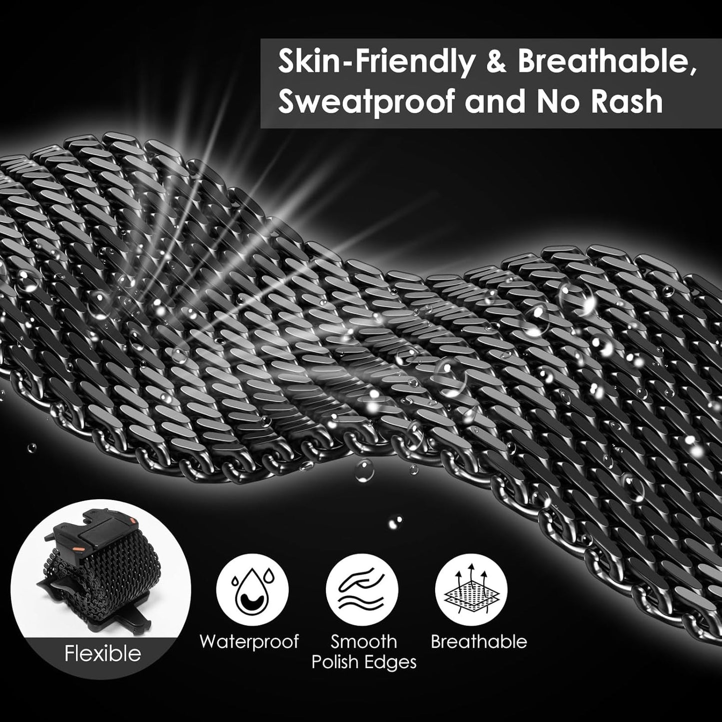 Stainless Steel Milanese Mesh Strap For Apple Watch Ultra 3 2 49mm Series 11 10 9 8 SE 46mm Parachute-style Buckle