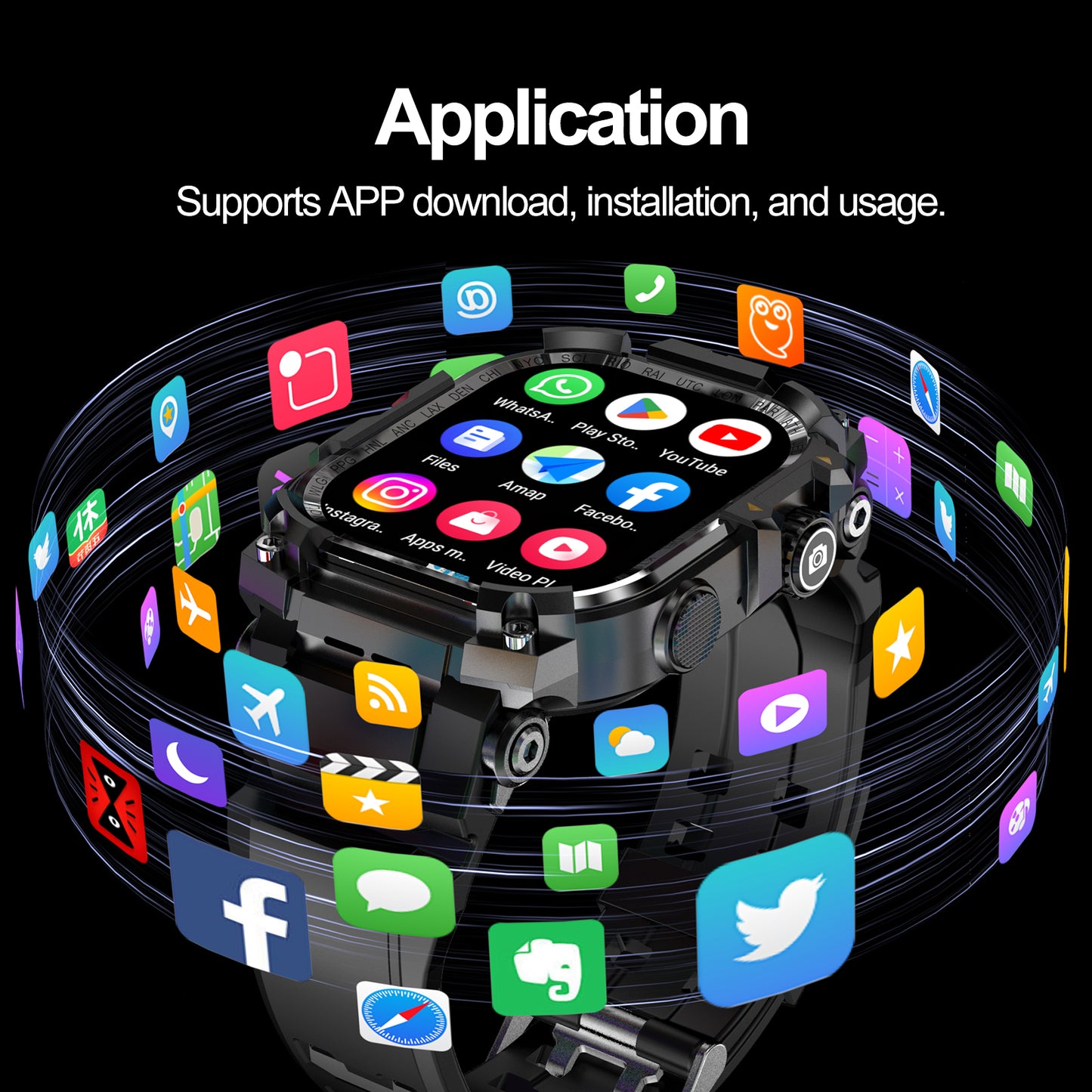 VWAR TANK Z2 Ultra Tactical 4G Smartwatch – Flashlight, AMOLED, GPS, Camera Android Smart Watch