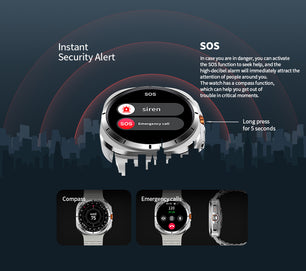 Vwar Watch 7 Ultra 47mm IP68 Waterproof Bluetooth Call Compass Smartwatch for Samsung Galaxy Android IOS