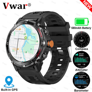 Vwar GPS Outdoor Professional Sports Smart Watch with Altimeter, Barometer, Heart Rate Monitoring & IP68 Waterproofing