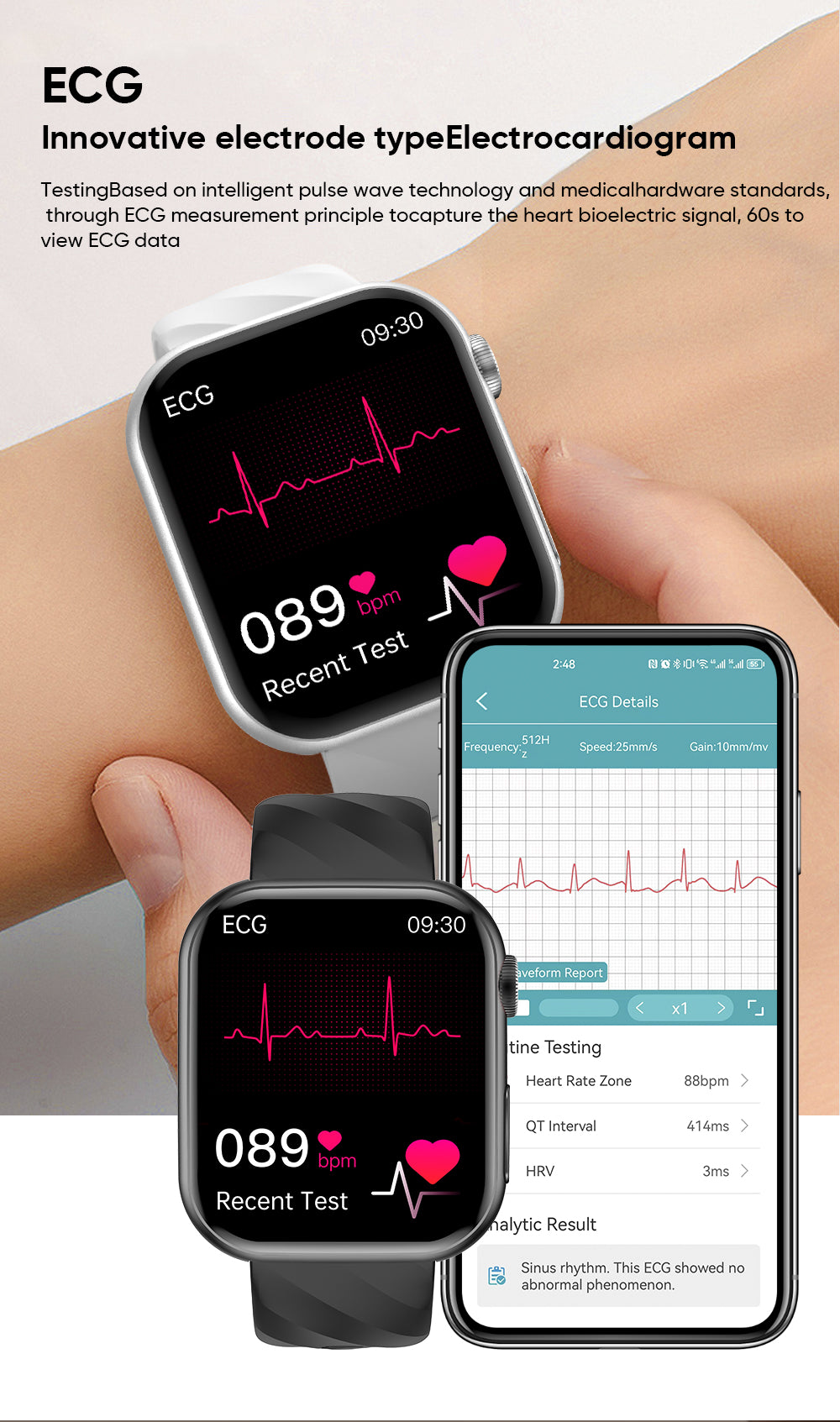 Vwar Fit3 Pro Health Smartwatch ECG+PPG, Body Temperature, Non-invasive Blood Glucose 1.97" AMOLED Screen