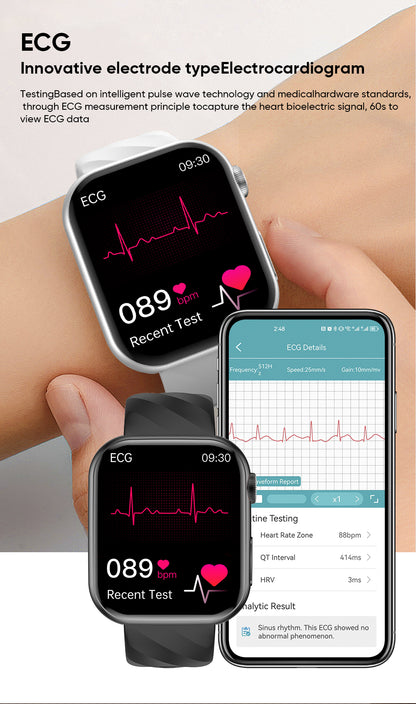 Vwar Fit3 Pro Health Smartwatch ECG+PPG, Body Temperature, Non-invasive Blood Glucose 1.97" AMOLED Screen