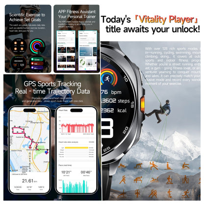 VWAR U8 Ultra Smart Watch Built-in GPS Flashlight 3ATM Waterproof for Samsung IOS