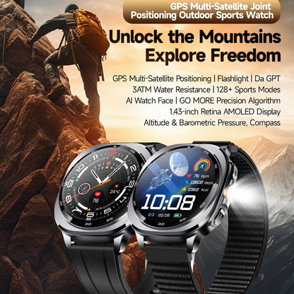 VWAR U8 Ultra Smart Watch Built-in GPS Flashlight 3ATM Waterproof for Samsung IOS