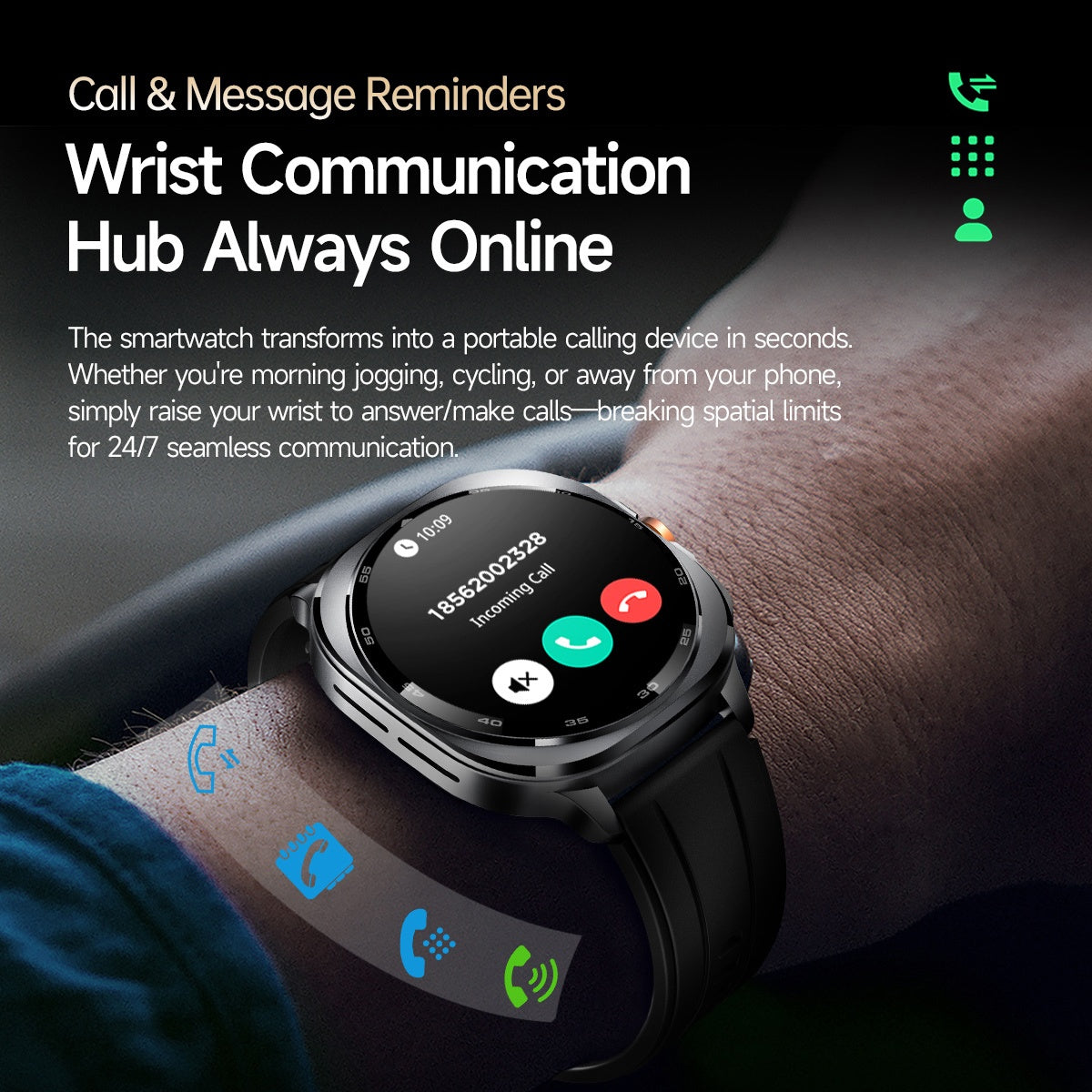 VWAR U8 Ultra Smart Watch Built-in GPS Flashlight 3ATM Waterproof for Samsung IOS