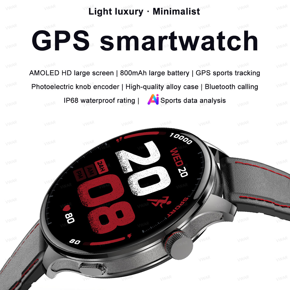 VWAR Balance 2 GPS Smart Watch 53mm 1.75" AMOLED Screen Heart Rate Blood Oxygen 2026 New for Men