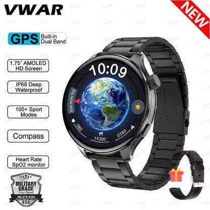 VWAR Balance 2 GPS Smart Watch 53mm 1.75" AMOLED Screen Heart Rate Blood Oxygen 2026 New for Men