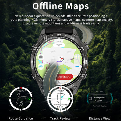 VWAR Alpha Ultra GPS Smart Watch Built-in Offline Map, 10 ATM Waterproof, 4GB Storage