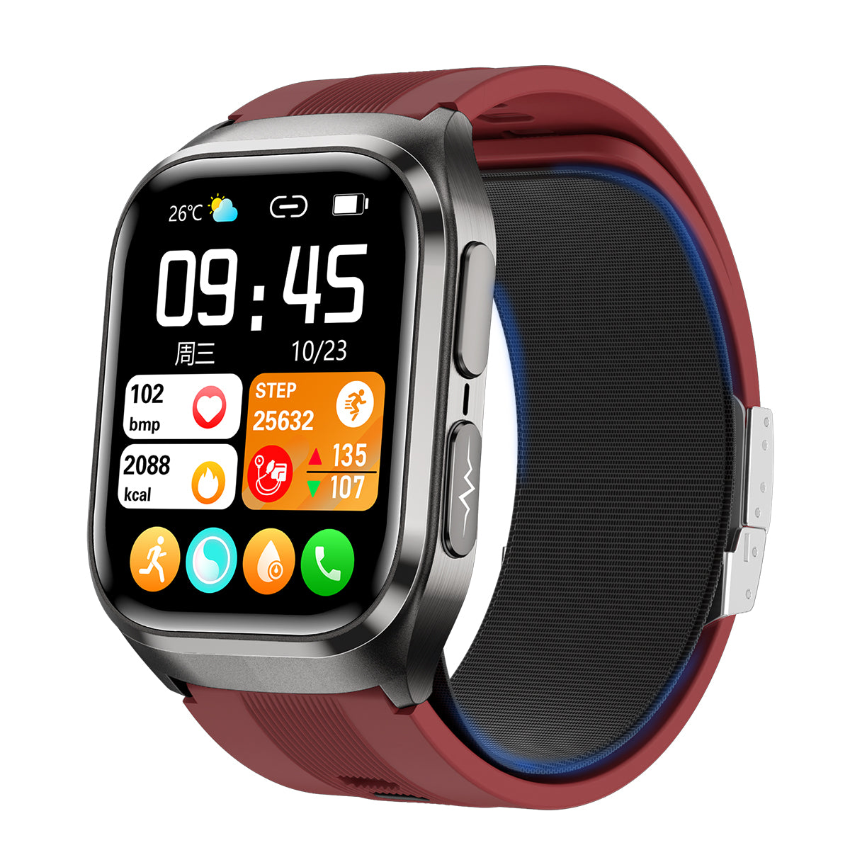 VWAR D2 Pro Medical Grade Smart Watch Air Pump Air Bag Blood Pressure Monitor ECG Non-invasive Blood Sugar Heart Rate Uric Acid Elder Watch for Huawei IOS Phone