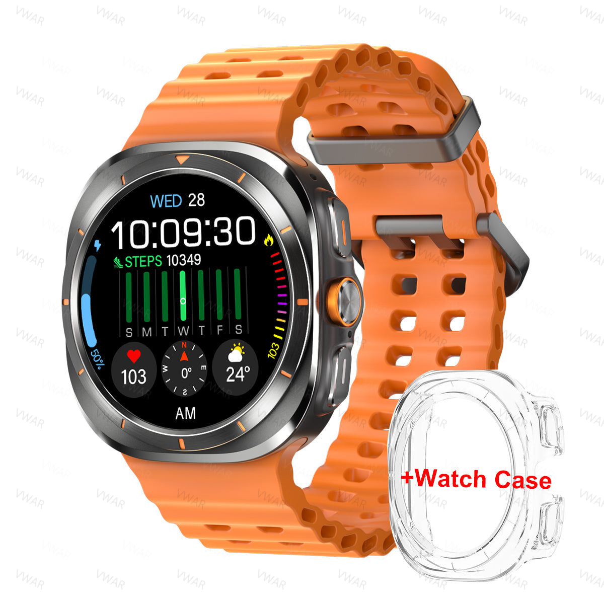 Vwar Watch 7 Ultra 47mm IP68 Waterproof Bluetooth Call Compass Smartwatch for Samsung Galaxy Android IOS