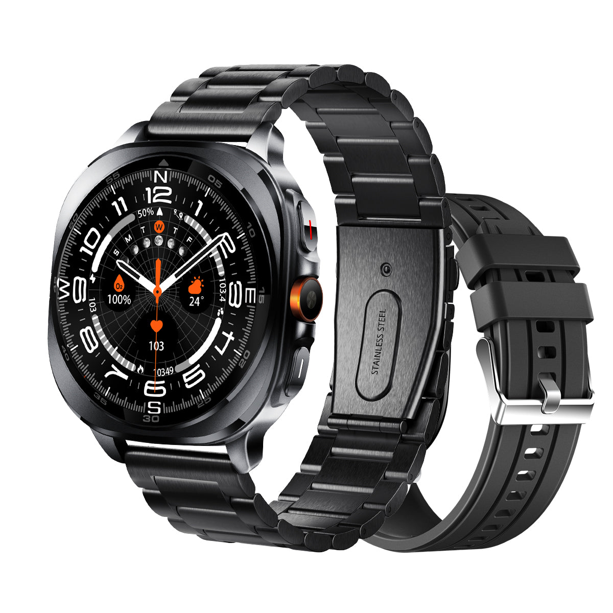 VWAR U8 Ultra Smart Watch Built-in GPS Flashlight 3ATM Waterproof for Samsung IOS