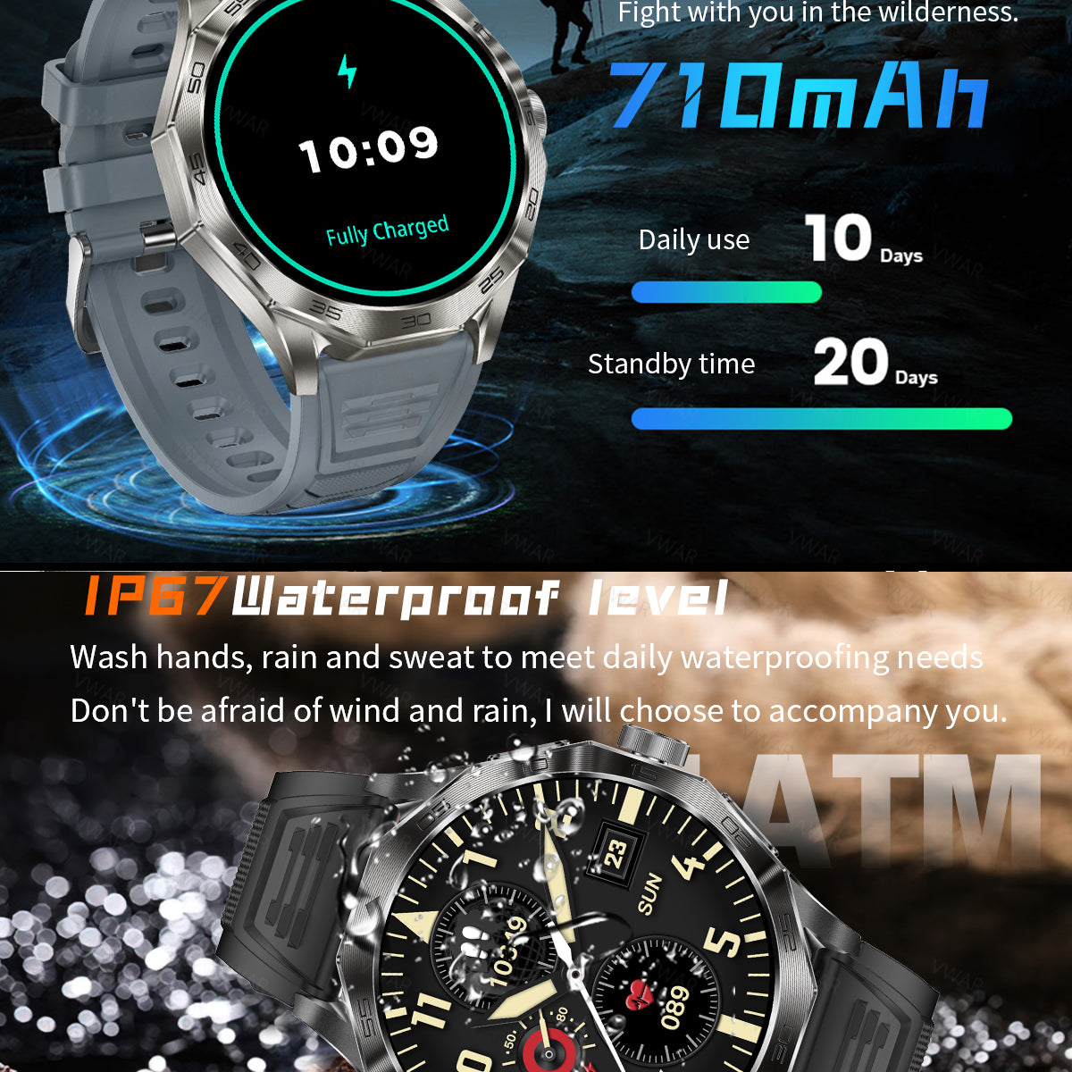 VWAR GT5 MAX Smart Watch 1.85inch Big Screen 710mAH Battery for Huawei IOS