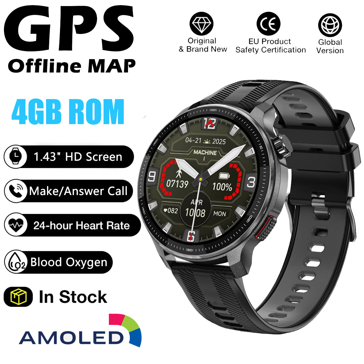 VWAR DT G6 Smart Watch GPS Offline Map, 4GB ROM, 3ATM Waterproof