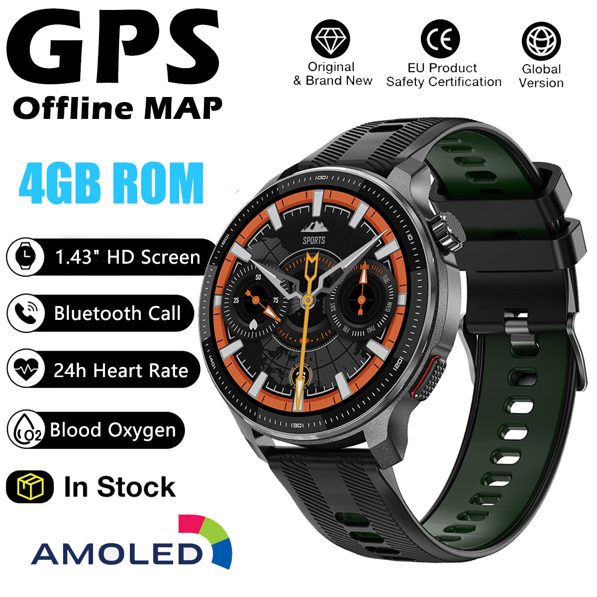 VWAR DT G6 Smart Watch GPS Offline Map, 4GB ROM, 3ATM Waterproof