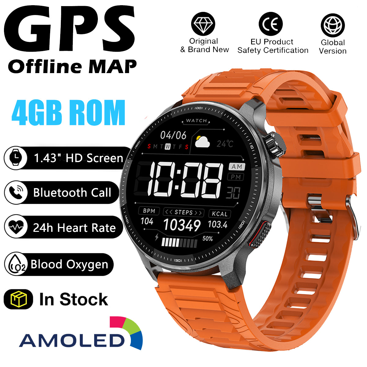 VWAR DT G6 Smart Watch GPS Offline Map, 4GB ROM, 3ATM Waterproof